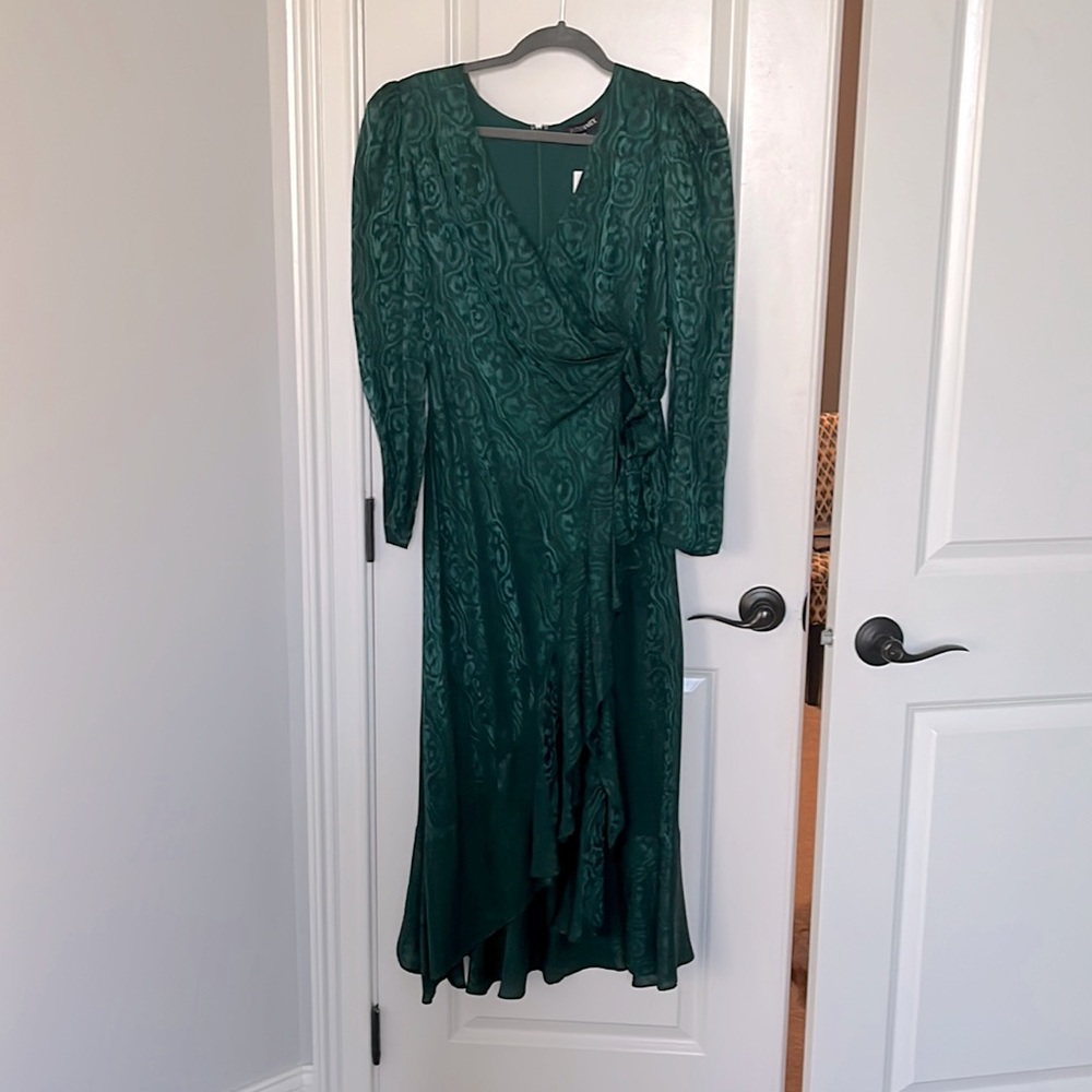 Intermix Exclusive emerald green silk dress 8